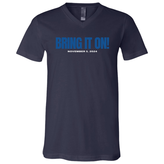 BRING IT ON BLUE FONT V-NECK