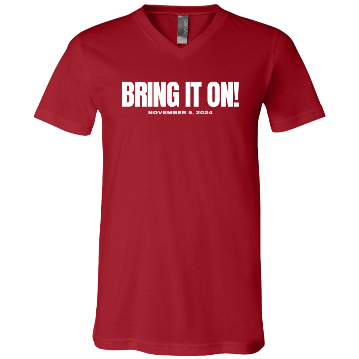 BRING IT ON WHITE FONT VNECK