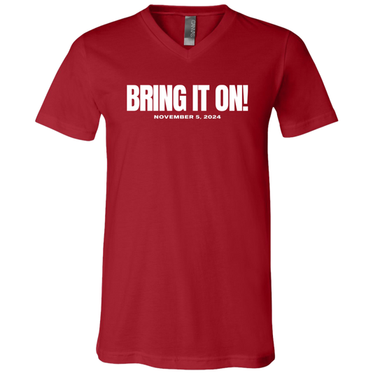 BRING IT ON WHITE FONT VNECK